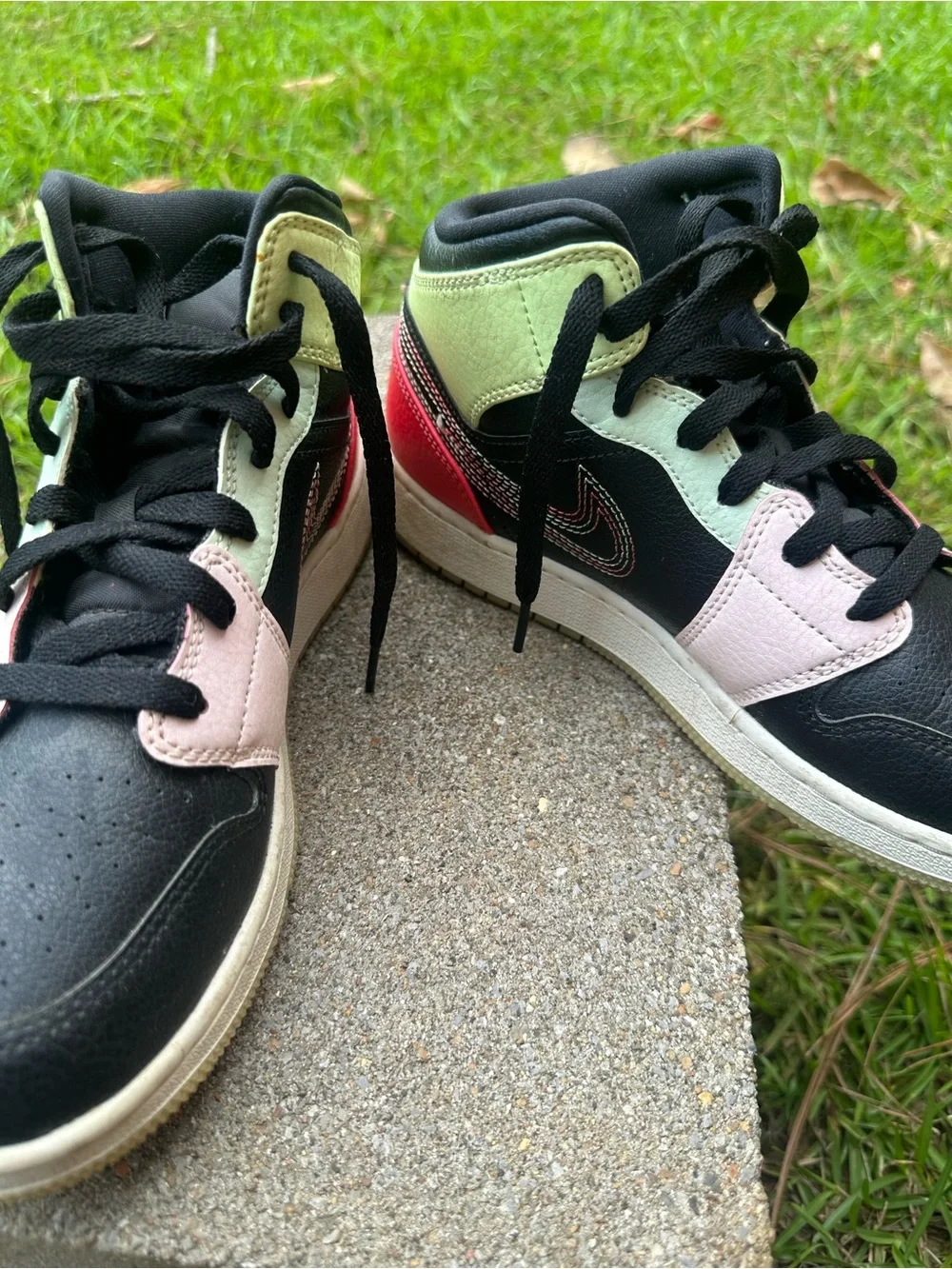 Jordan Kids Black Pink & Light Green High-Top Sneakers